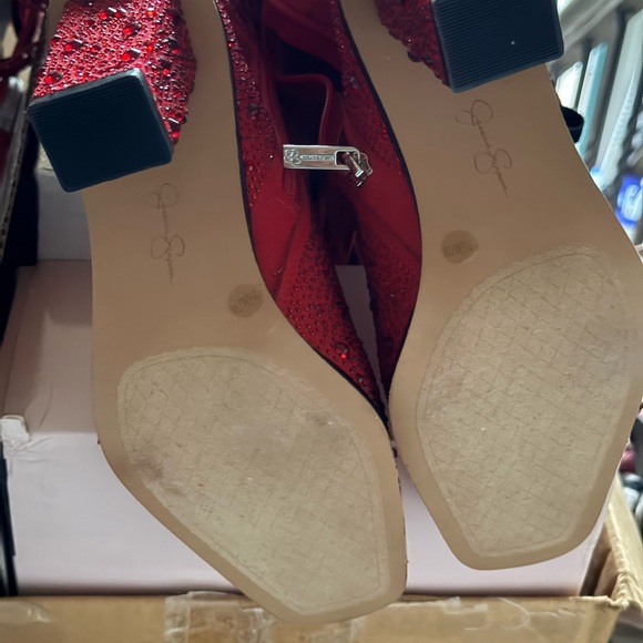 Jessica Simpson Red Rhinestone Fringe Heeled Boots - Picture 4 of 4